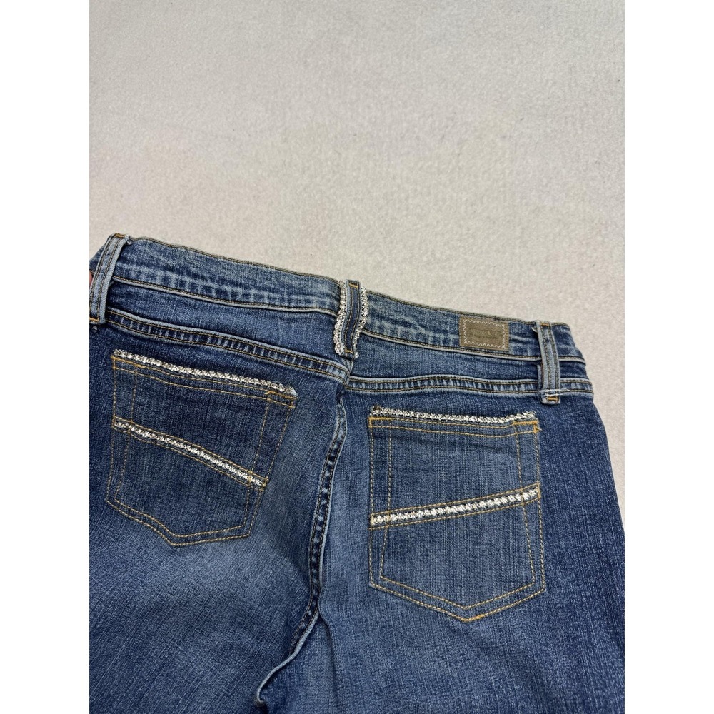 Allen B. By Allen Schwartz Jeans Womens 30 Blue Mid Rise Wide Leg Rhinestone - Picture 11 of 13
